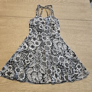 Aeropostale Cotton Blend Strappy Sundress Size Small Black White Floral